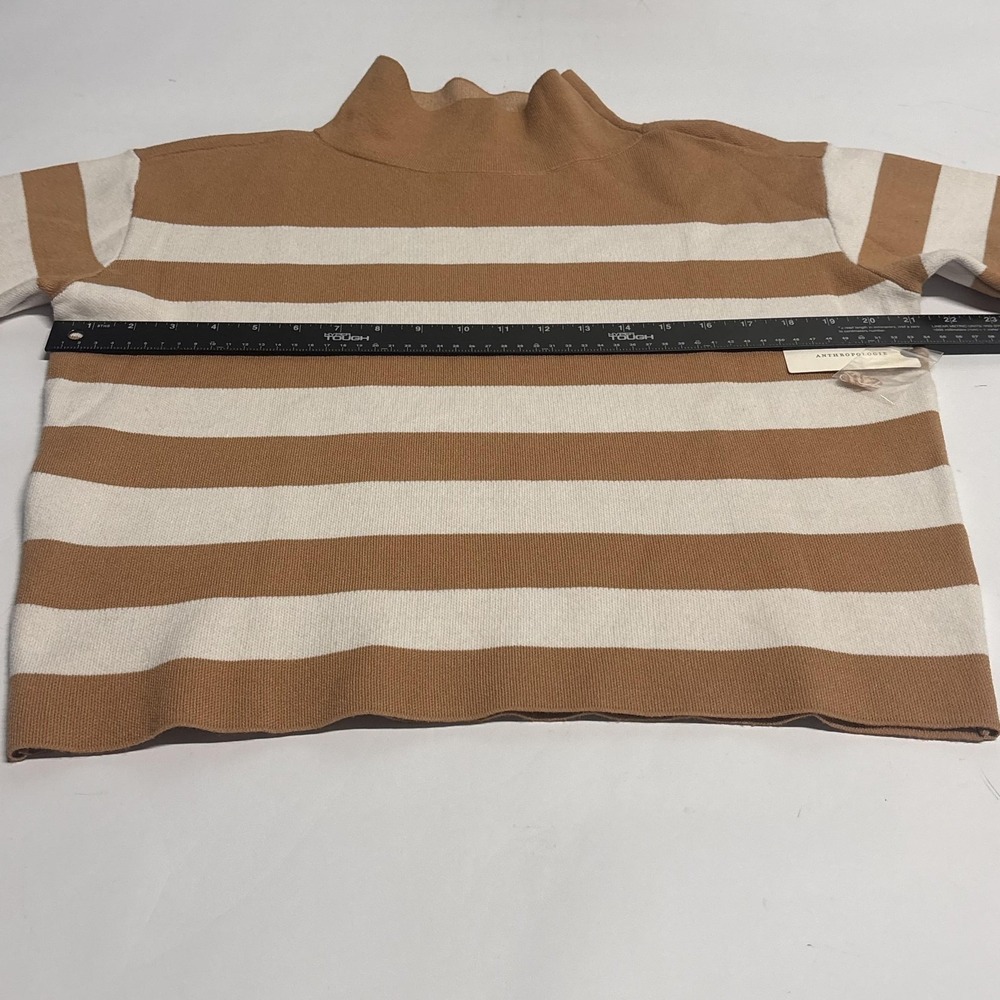 Maeve Anthropologie Sweater Womens XXS Beige Stripe Mock Neck Knit Pullover - Picture 13 of 14